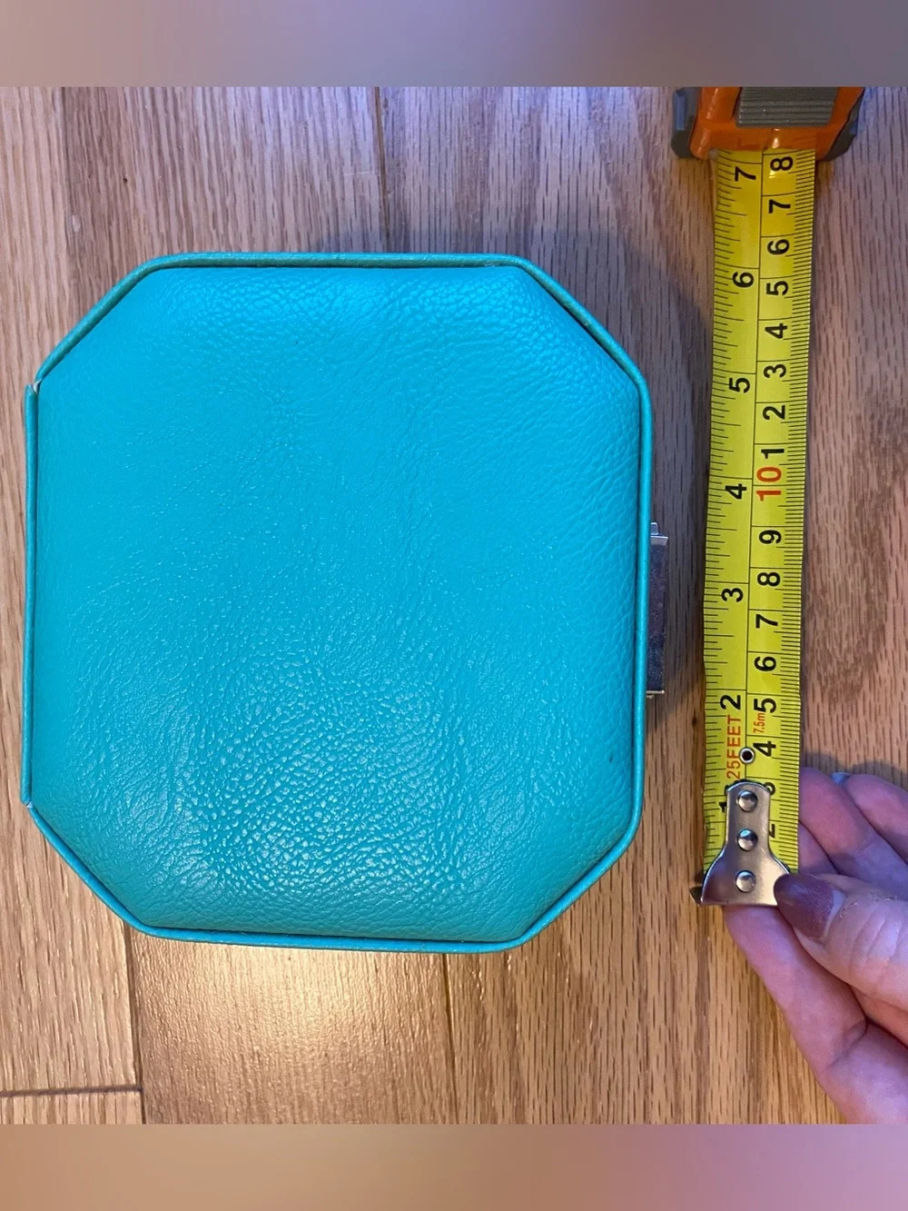 Turquoise Leatherette Jewelry Box with Silver Lock